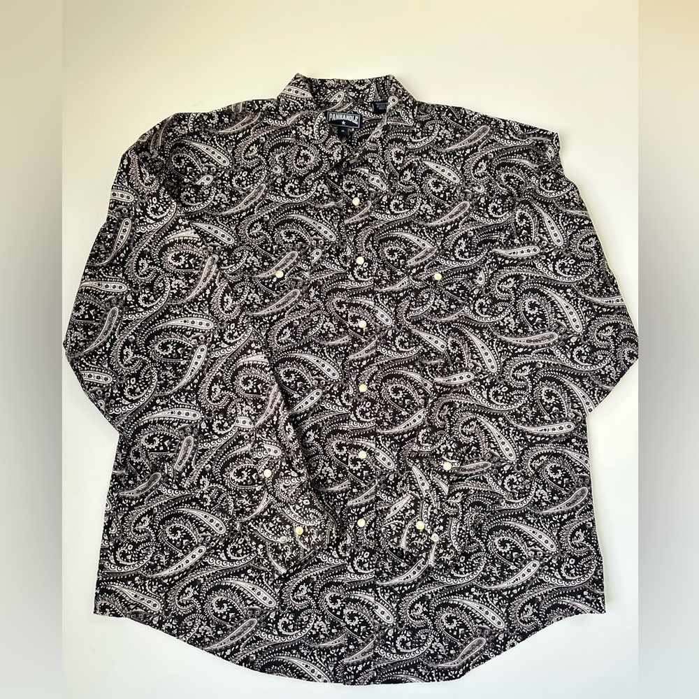 Men’s Panhandle Black Paisley Pearl Snap long Sleeve shirt XL